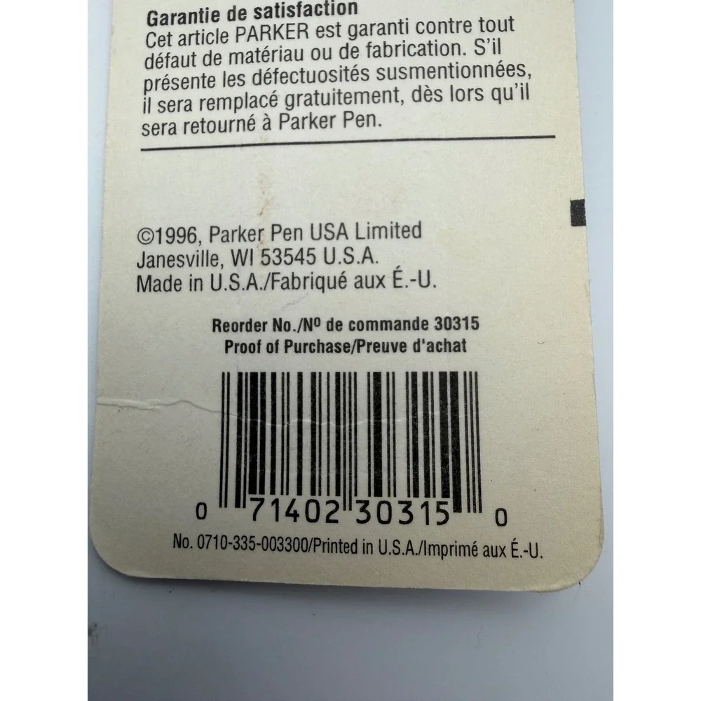 PARKER Ball Pen Refill Black Ink‎ Fine Point Genuine Long Lasting USA NOS 1996